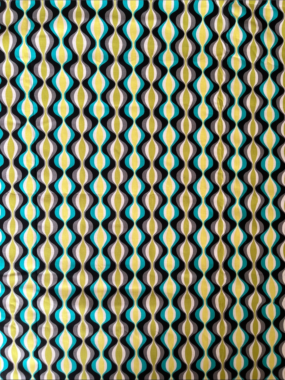 Michael Miller Geometric Retro Cotton Lava Light Fabric Teal, Green, Black, Gray